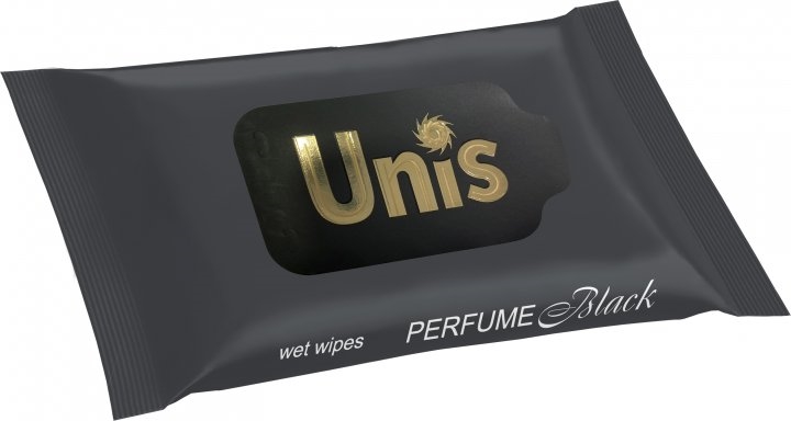 Салфетки влажные Unis Perfume Black антибактериальные, 15 шт
