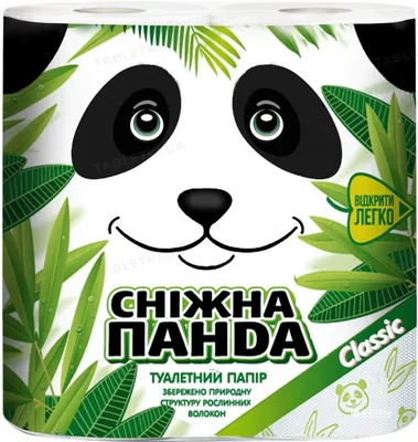 Туалетний папір Сніжна Панда Classic білий, у рулонах, 4 штуки
