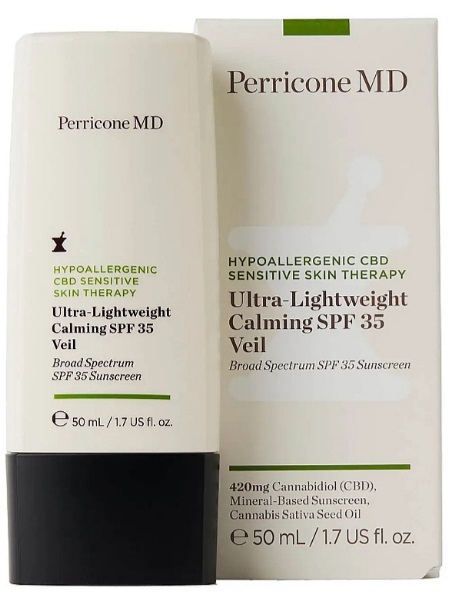 Крем-вуаль для лица Perricone MD Hypoallergenic CBD Sensitive Skin Therapy SPF35 успокаивающее для чувствительной кожи, 50 мл