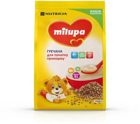 Каша безмолочна Milupa гречана для початку прикорму для дітей з 4 місяців, 170 г