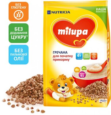 Каша безмолочна Milupa гречана для початку прикорму для дітей з 4 місяців, 170 г