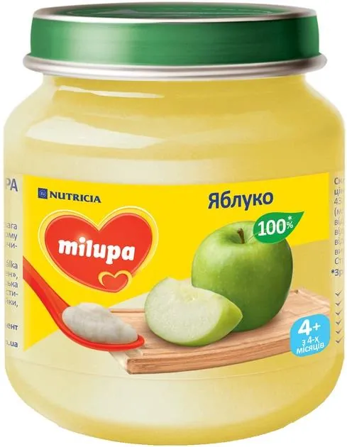 Пюре фруктове Milupa Яблуко для дітей з 4 місяців, 125 г
