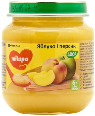 Пюре фруктове Milupa Яблуко і персик для дітей з 6 місяців, 125 г
