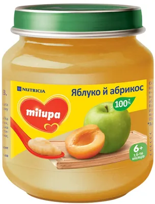 Пюре фруктове Milupa Яблуко і абрикос для дітей з 6 місяців, 125 г