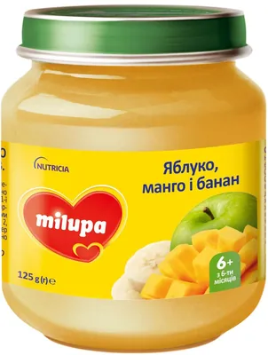 Пюре фруктове Milupa Яблуко, манго і банан для дітей з 6 місяців, 125 г