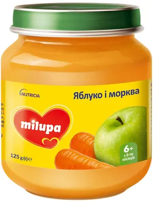 Пюре фруктово-овочеве Milupa Яблуко і морква для дітей з 6 місяців, 125 г