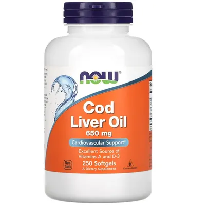 Риб'ячий жир з печінки тріски NOW Cod Liver Oil 650 мг м'які капсули №250