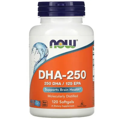 Докозагексаєнова кислота NOW DHA-250 Fish Oil м'які капсули №120