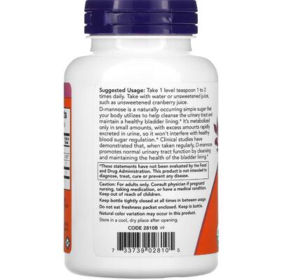 D-маноза Now D-Mannose Pure Powder, 85 г