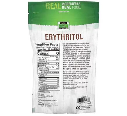 Сахарозаменитель NOW Real Food Erythritol, 454 г
