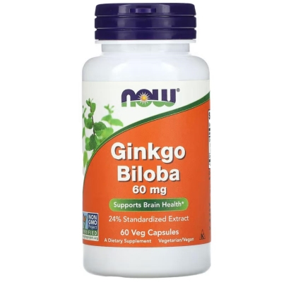 Гінкго білоба NOW Ginkgo Biloba 60 мг веганські капсули №120