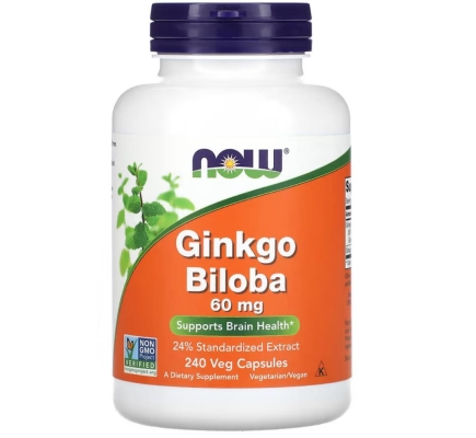 Гінкго білоба NOW Ginkgo Biloba 60 мг веганські капсули №240
