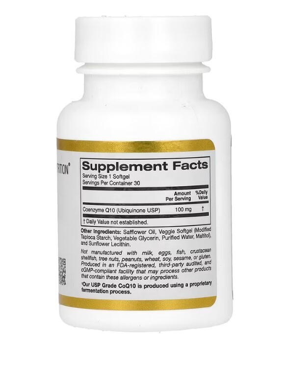 Коэнзим Q10 California Gold Nutrition Coenzyme Q10 100 мг, 30 растительных капсул