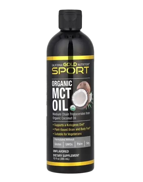 Олія органічна MCT California Gold Nutrition Sport Organic MCT Oil без смакових добавок, 355 мл