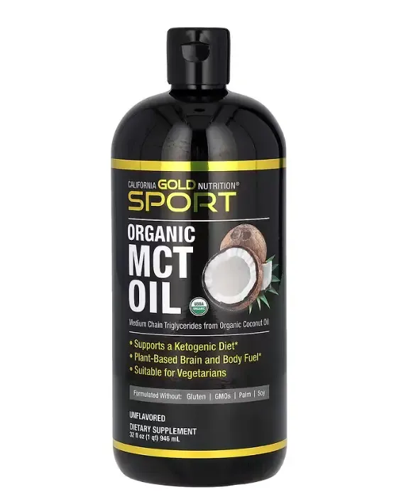 Олія органічна MCT California Gold Nutrition Sport Organic MCT Oil без смакових добавок, 946 мл