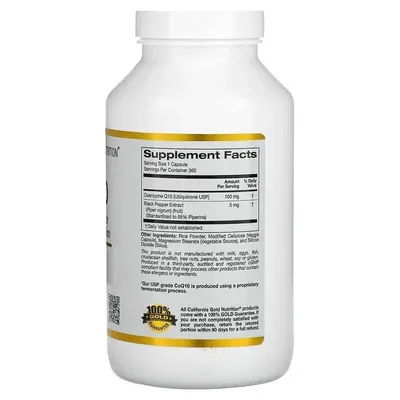 Коензим Q10 з біоперином California Gold Nutrition CoQ10 with BioPerine 100 мг капсули №360