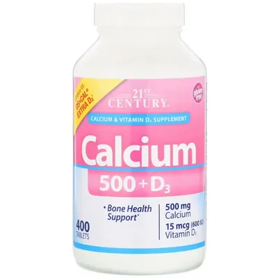Кальцій 500 мг + D3 21st Century Calcium 500 + D3, 400 таблеток