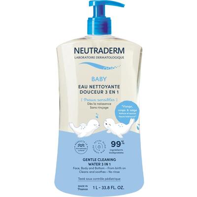 Вода косметическая детская Neutraderm Baby нежная очищающая 3 в 1, 1 л