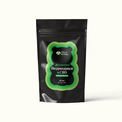 Канабідіол CBD Microdosing ведмедики Зелене яблуко, 20 штук