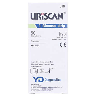 Тест-полоски URISCAN для исследования мочи U19 Glukose 1 (глюкоза), 50 штук во флак.