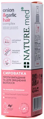 Сироватка для волосся NATURE.med цибулево-часниковий комплекс проти випадіння та для зміцнення волосся, 100 мл