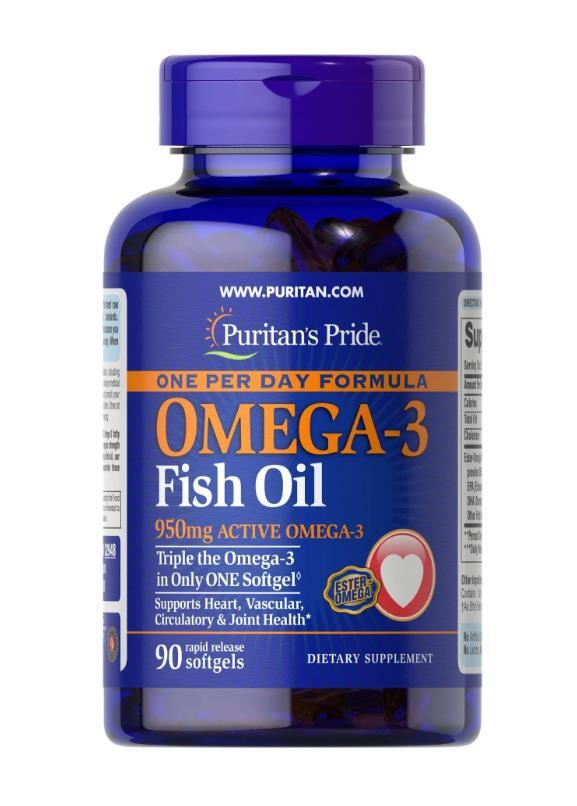 Омега-3 рыбий жир Puritan's Pride Omega-3 Fish Oil 950 мг one per day, 90 гелевых капсул