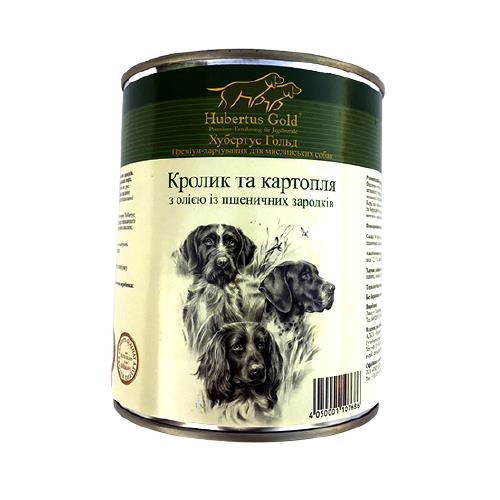 Консерва для собак Hubertus Gold Кролик с картофелем, с маслом из зародышей пшеничных зерен, 800 г