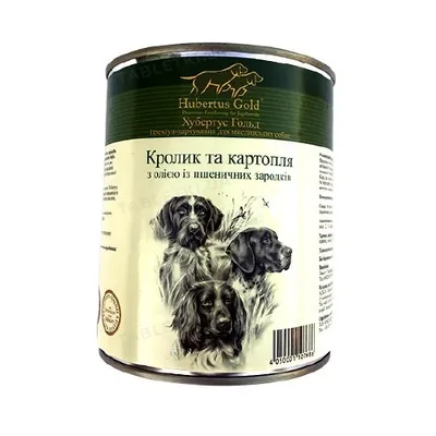 Консерва для собак Hubertus Gold Кролик з картоплею, з олією із зародків пшеничних зерен, 800 г