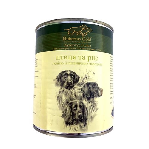 Консерва для собак Hubertus Gold Птица и рис, с маслом из зародышей пшеничных зерен, 800 г