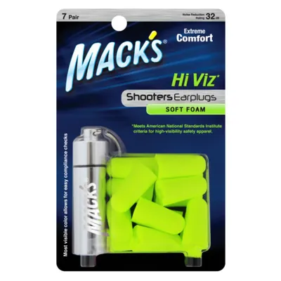 Беруші вкладки вушні MACK`S Hi Viz Shooters Earplugs 4287 із поліуретану захист від шуму до 32 дБ з контейнером, 7 пар