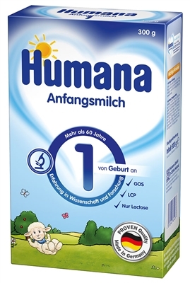 Смесь сухая молочная Humana 1 с LC PUFA, пребиотиками и нуклеотидами для детей с 0 до 6 месяцев, 300 г
