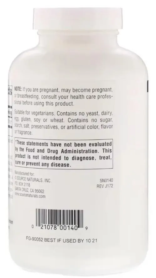 Лізин Source Naturals L-Lysine 500 мг, 250 таблеток