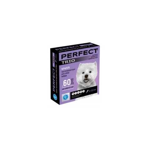 Капли от блох и клещей Perfect Trio для собак 4-10 кг, 1 пипетка по 0,8 мл