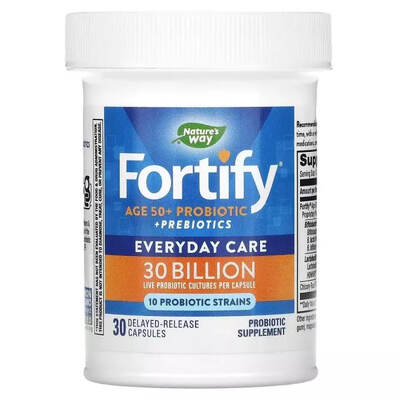 Комплекс Про- и пребиотиков для взрослых 50+ Nature's Way Fortify Age 50+ Probiotic + Prebiotics 30 млрд КОЕ, 30 вегетарианских капсул