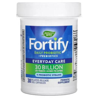 Комплекс Про- и пребиотиков для ежедневного применения Nature's Way Fortify Daily Probiotic + Prebiotics 30 млрд КОЕ, 30 вегетарианских капсул