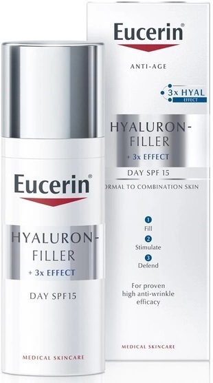 Крем для обличчя Eucerin Hyaluron-Filler SPF15 денний легкий проти зморшок для нормальної та комбінованої шкіри (63924), 50 мл