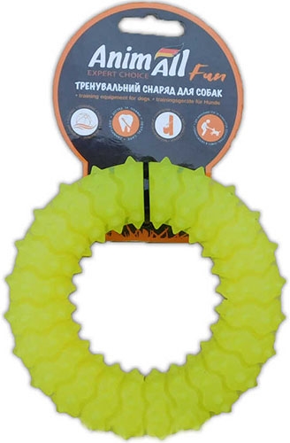 Игрушка для собак AnimAll Fun Кольцо с шипами 12 см желтое
