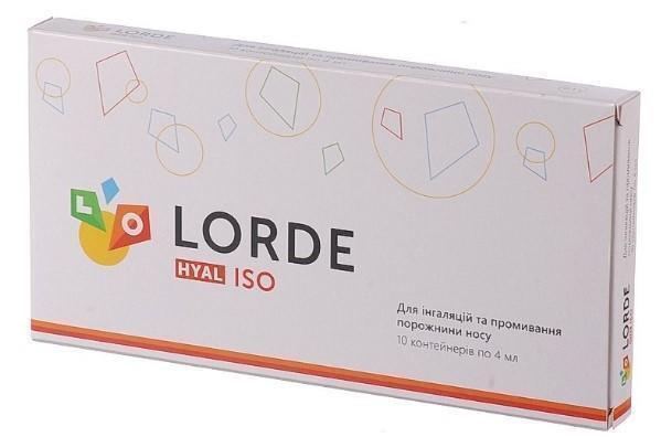 Лорде HYAL ISO 0,1% раствор стер. д/инг. и промыв. носа по 4 мл №10 в конт. полим.