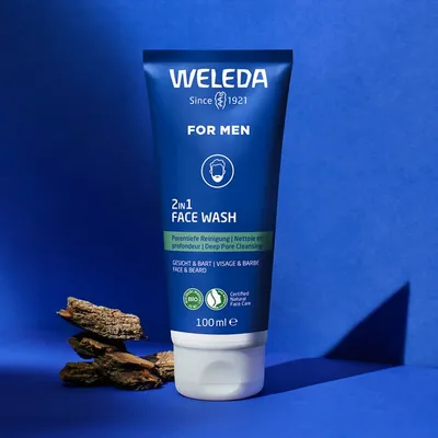 Гель очищаючий Weleda For Men 2-в-1 чоловічий для обличчя та бороди, 100 мл