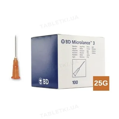 Голка ін'єкційна BD Microlance 3 з втулкою-павільйоном 25G (0,5 х 25 мм), 1 штука