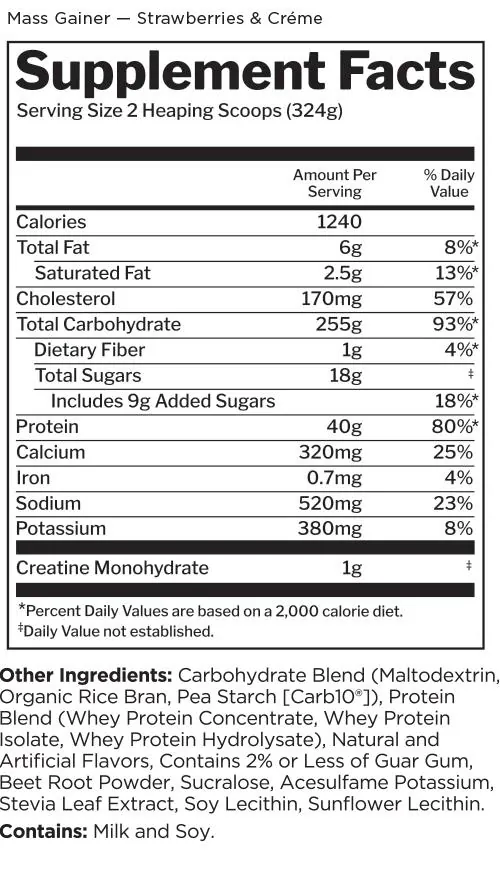 Гейнер Rule One R1 Mass Gainer, полуничний крем, 5200 г