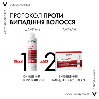 Шампунь Vichy Dercos тонизирующий с Аминексилом против выпадения волос, 200 мл