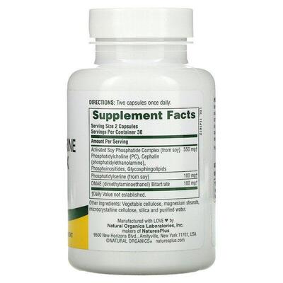 Фосфатидилсерин и ДМАЭ Nature's Plus Phosphatidylserine DMAE комплекс, 60 капсул
