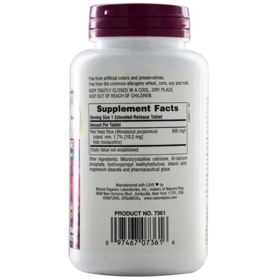 Червоний дріжджовий рис Nature's Plus Red Yeast Rice Herbal Actives 600 мг, 60 таблеток