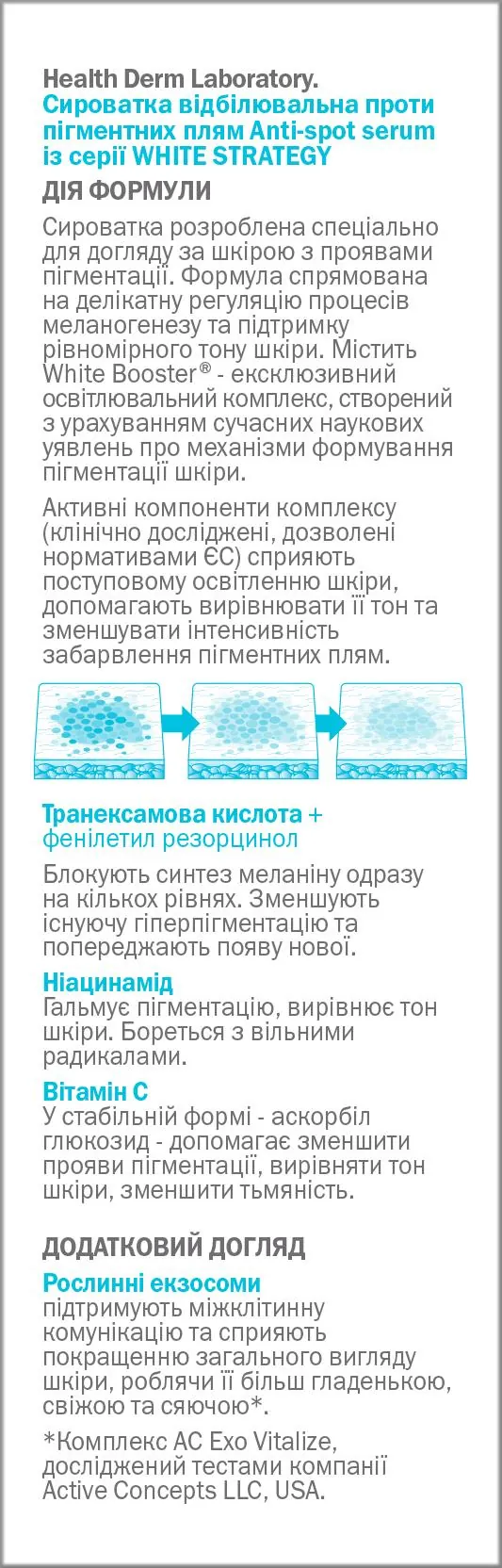 Сироватка для обличчя Health Derm Laboratory White Strategy відбілювальна, 30 мл