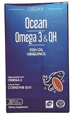 Омега-3 + QH риб’яче масло з коензимом Q10 Orzax Ocean Omega-3 & QH, 30 капсул