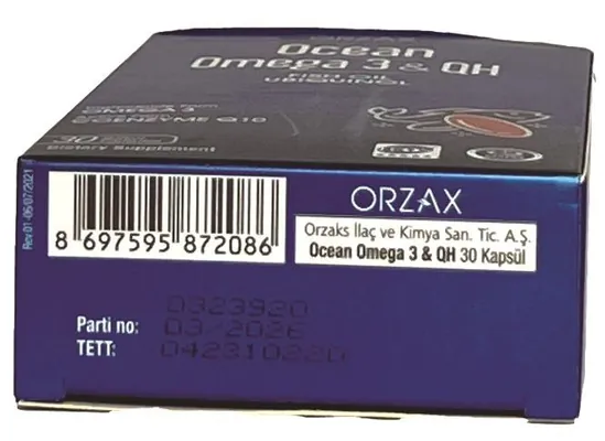 Омега-3 + QH риб’яче масло з коензимом Q10 Orzax Ocean Omega-3 & QH, 30 капсул
