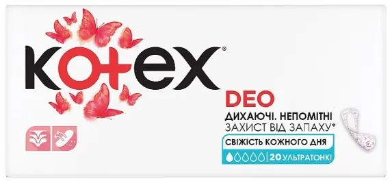 Щоденні гігієнічні прокладки Kotex Deo ультратонкі, 20 шт