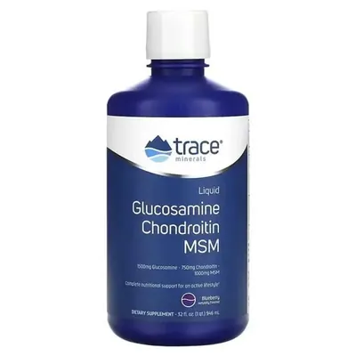 Глюкозамін, хондроїтин та МСМ Trace Minerals Liquid Glucosamine Chondroitin MSM зі смаком лохини розчин, 946 мл