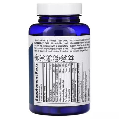 Коралловый кальций и культовые микроэлементы Trace Minerals Coral Calcium + Iconic Trace Minerals, 60 вегетарианских капсул